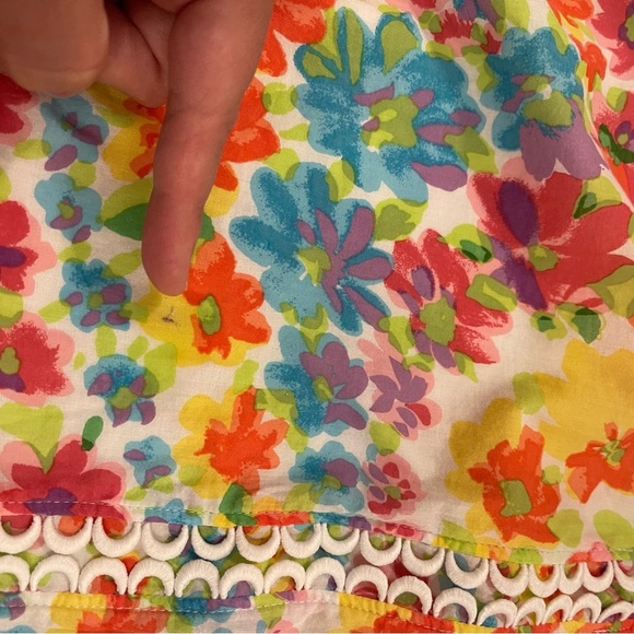 Talbots Blouse Women’s XL Rainbow Floral Embroidered Trim Cotton Happy Bohemian - Picture 10 of 10